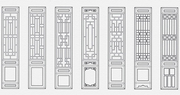 城西常用中式仿古花窗图案隔断设计图